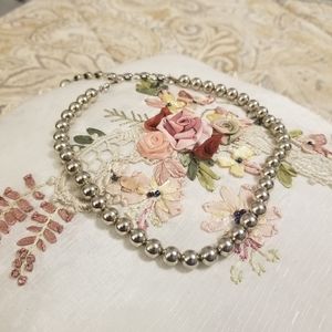 Silver Tone Monet Vintage Bead Metal Necklace